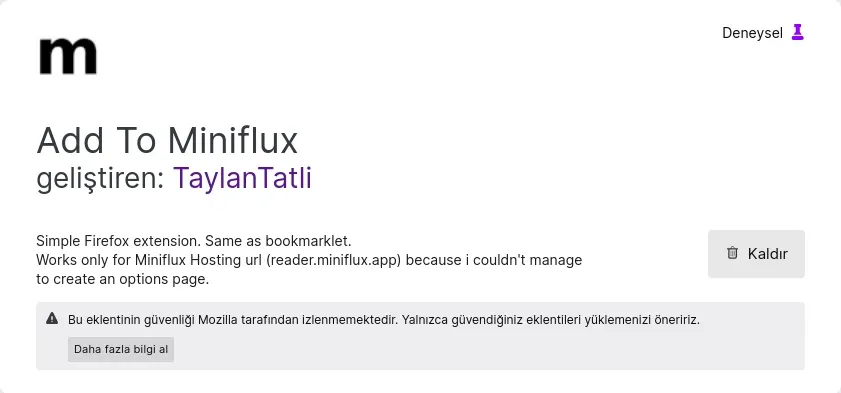 Add To Miniflux Firefox Eklenti Mağazası