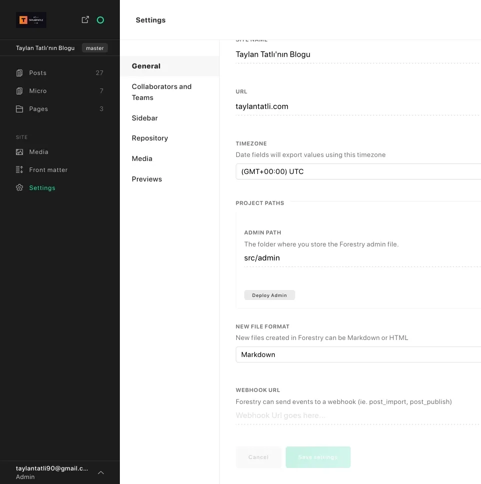 Forestry Genel Ayarlar