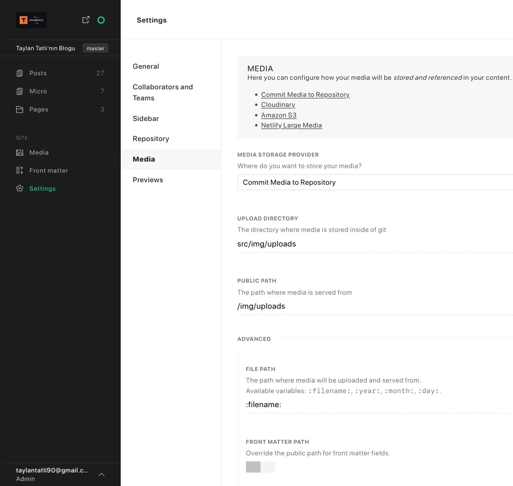 Forestry Media Ayar Ekranı