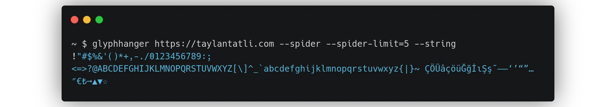 glyphhanger spider string