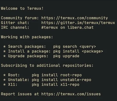 Termux Açılış Ekranı